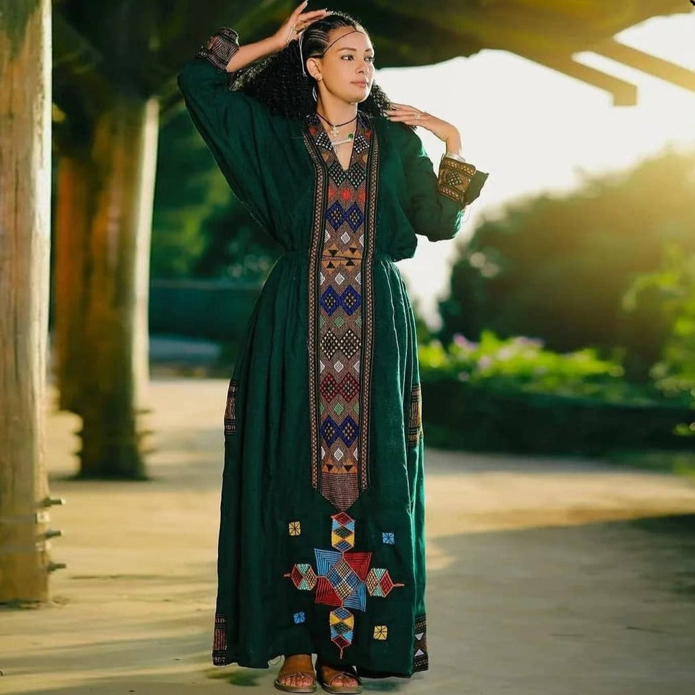 green raya habesha dress