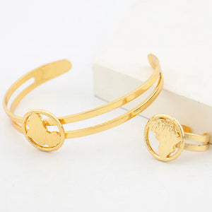 African  Map Jewelry Set Classic Gold Color