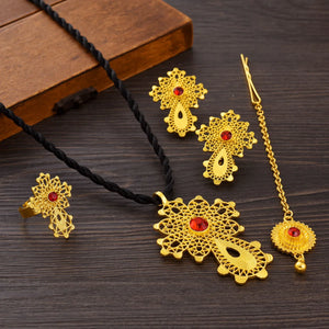 Golden Color Ethiopian Cross Jewelry Set