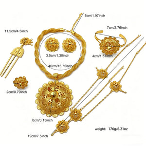Luxurious Habesha  Gold Plated Floral Jewelry Set