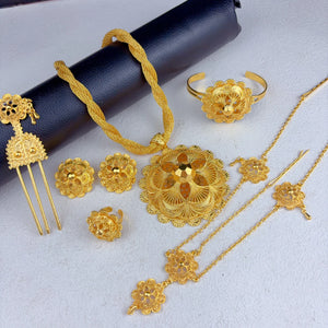 Luxurious Habesha  Gold Plated Floral Jewelry Set