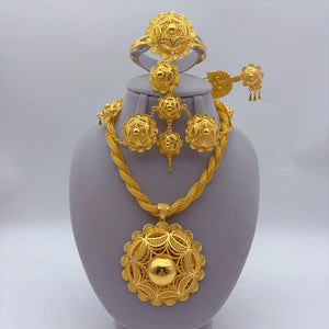 Luxurious Habesha  Gold Plated Floral Jewelry Set