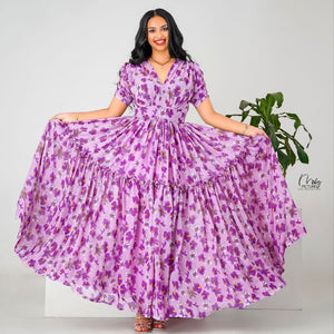 Flowy Chiffon Dress with Unique Designs