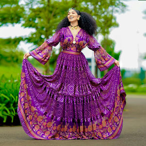 Purple Ethiopian Chiffon Dress