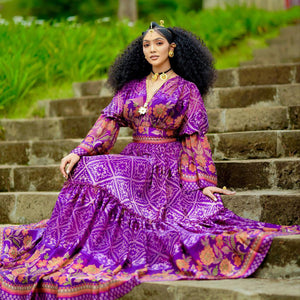 Purple Ethiopian Chiffon Dress
