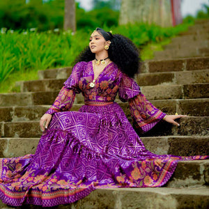 Purple Ethiopian Chiffon Dress