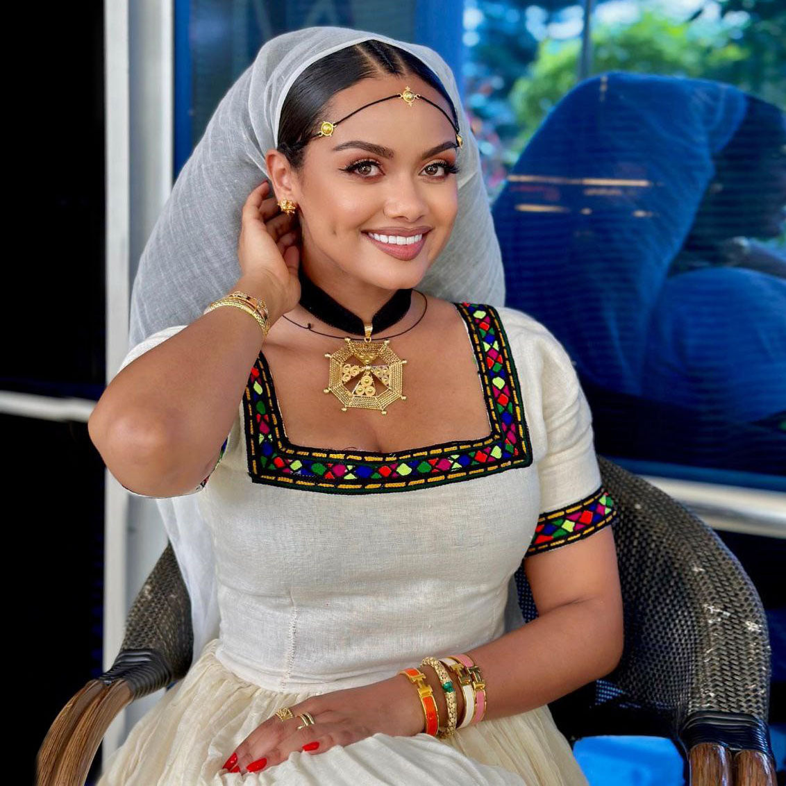 Ashenda Star Embroidered Dress