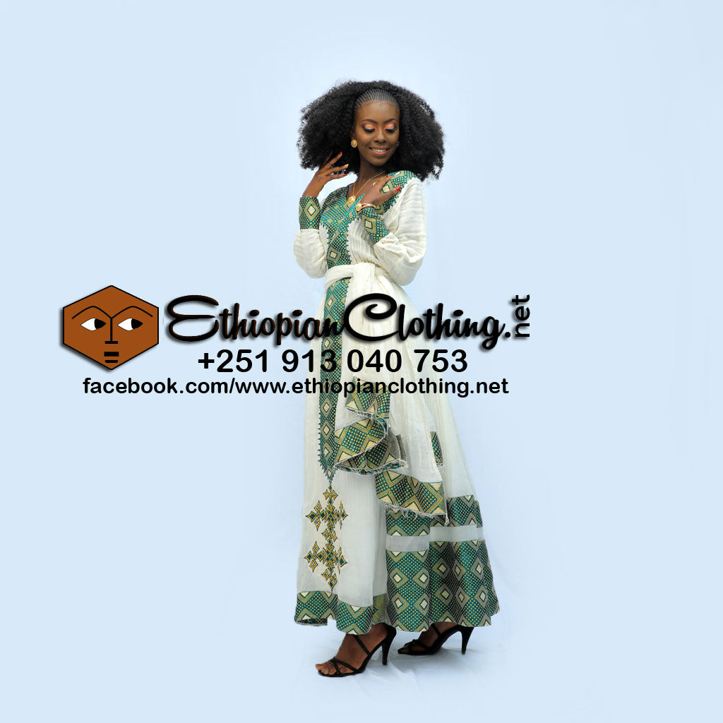 Chuchu Habesha kemis - Ethiopian Traditional Dress