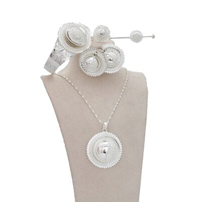 2022 Habesha Silver Plated Jewelry Set - Ethiopian Traditional Dress