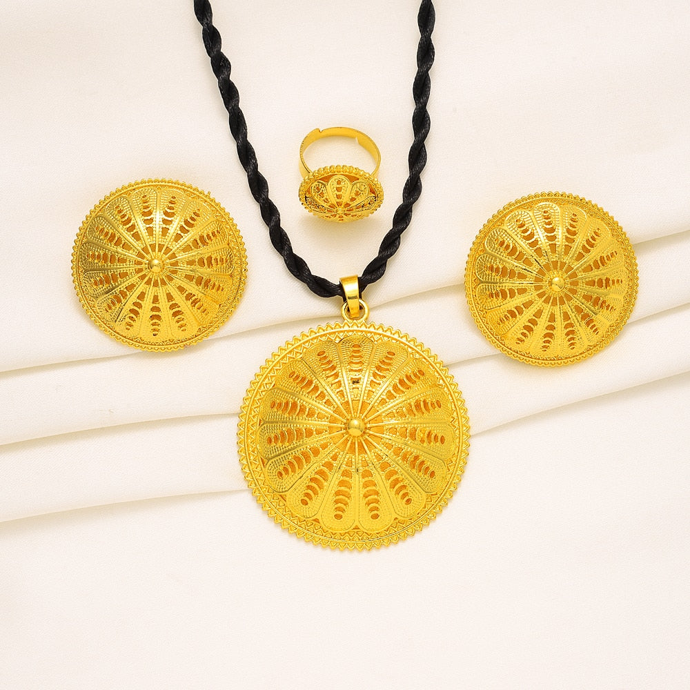 2022 Ethiopian Gold Jewelry Set Classic Fashion - Ethiopian Traditional Dress