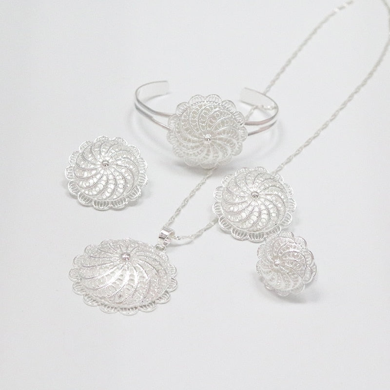 2022 Habesha Silver Plated Jewelry Set - Ethiopian Traditional Dress