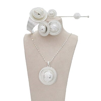 2022 Habesha Silver Plated Jewelry Set - Ethiopian Traditional Dress
