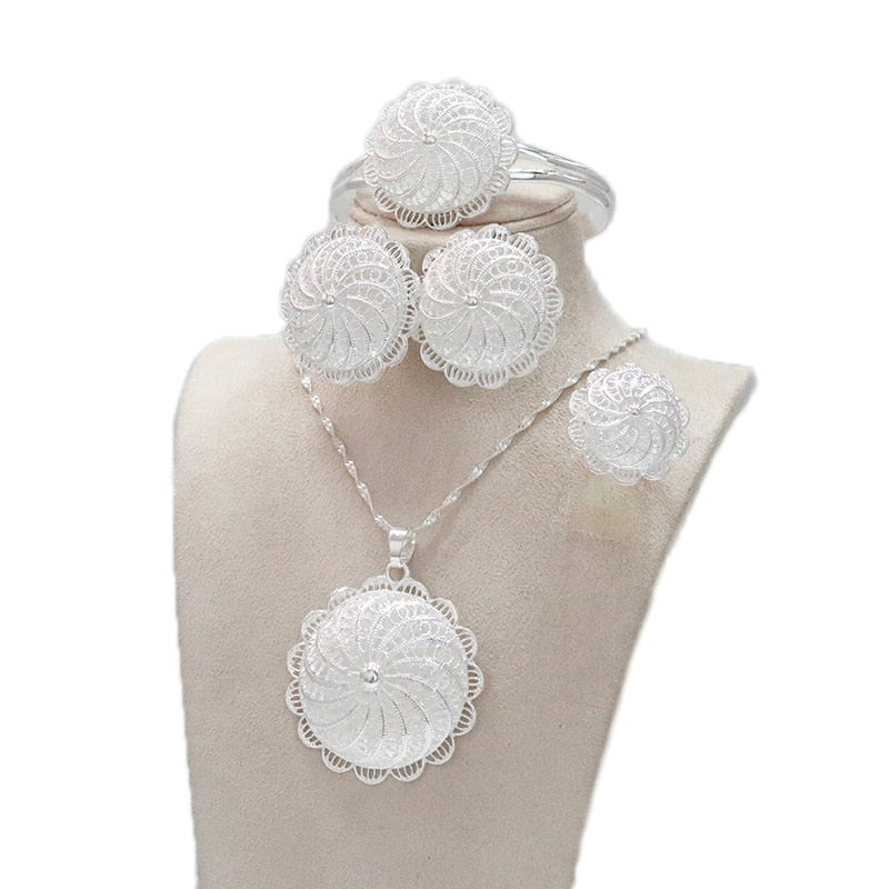 2022 Habesha Silver Plated Jewelry Set - Ethiopian Traditional Dress