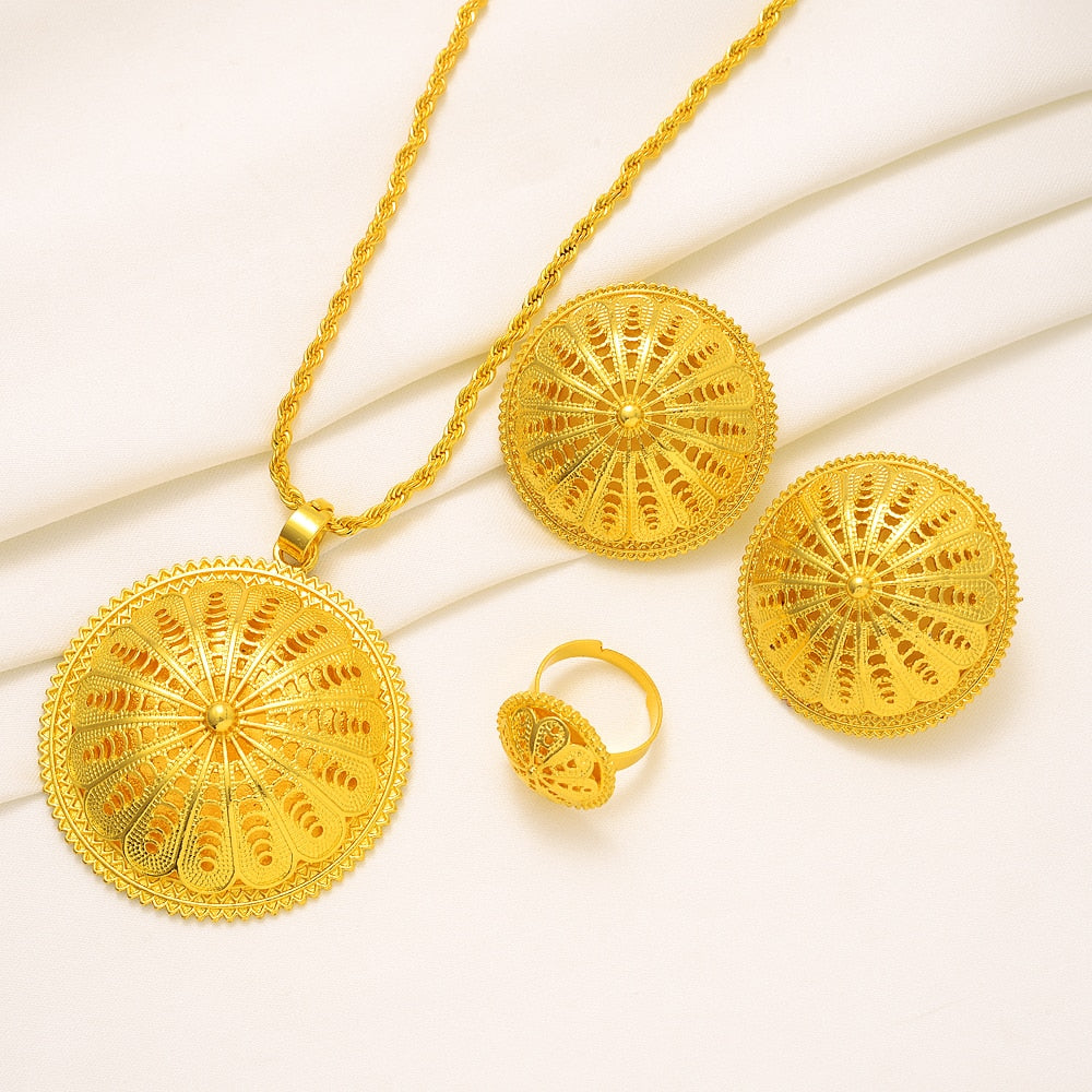 2022 Ethiopian Gold Jewelry Set Classic Fashion - Ethiopian Traditional Dress