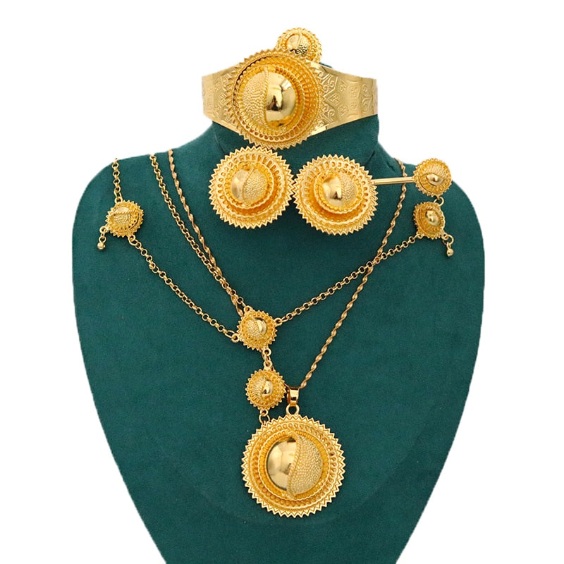 6 PCS Dubai 24K Gold Jewelry Set - Ethiopian Traditional Dress