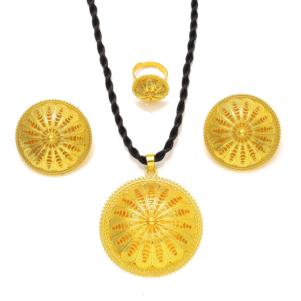 2022 Ethiopian Gold Jewelry Set Classic Fashion - Ethiopian Traditional Dress
