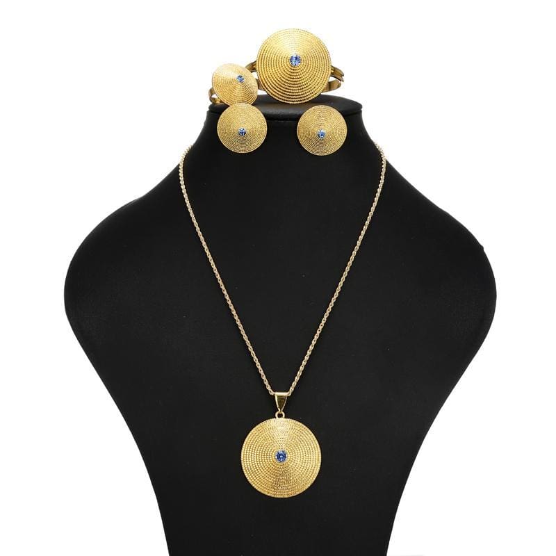 African Jewelry Sets Blue Stone - Ethiopian Traditional Dress