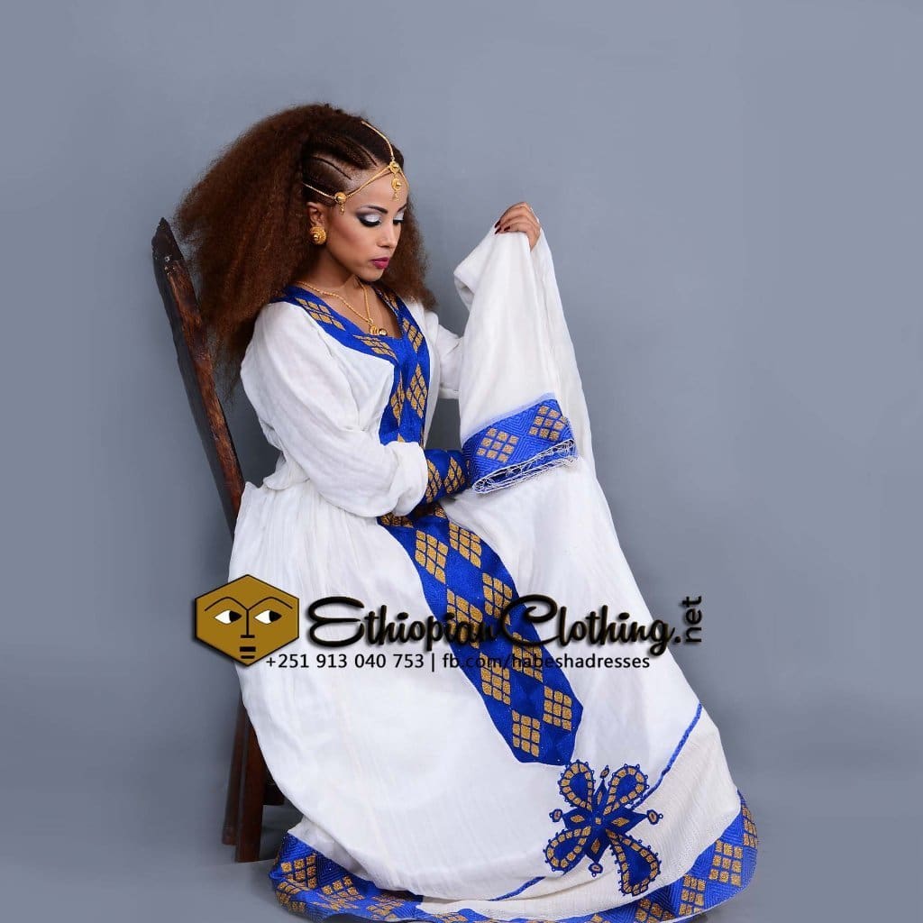 Doka Golden Habesha Dress - Ethiopian Traditional Dress