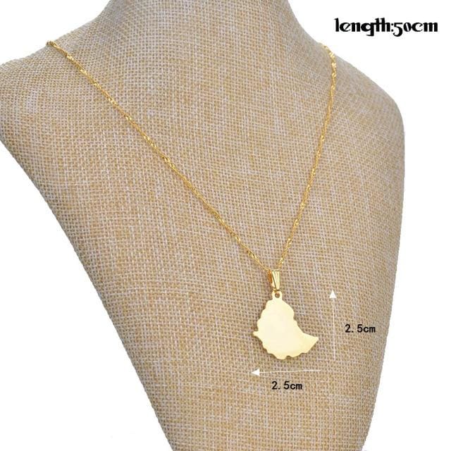 Ethiopian Map Unisex Pendant Necklaces - Ethiopian Traditional Dress