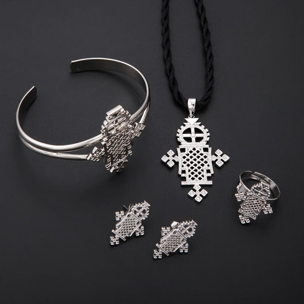 Gold And Silver Plated Ethiopian Baby Cross Jewelry Sets For Teenage Girl Women Nigeria Congo Uganda - Ethiopian Traditional Dress