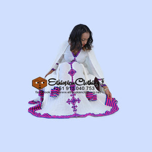 Readymade Meaza Habesha Kemis - Ethiopian Traditional Dress