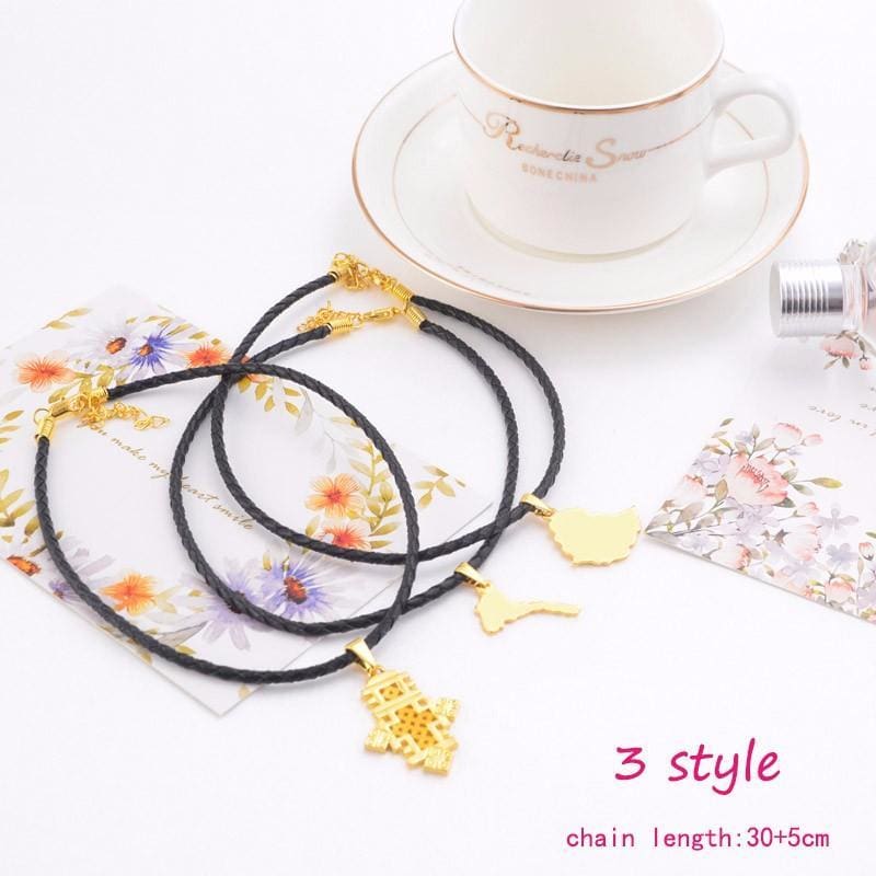 Orthodox Crosses Eritrean Ethiopian Map Choker Necklace - Ethiopian Traditional Dress