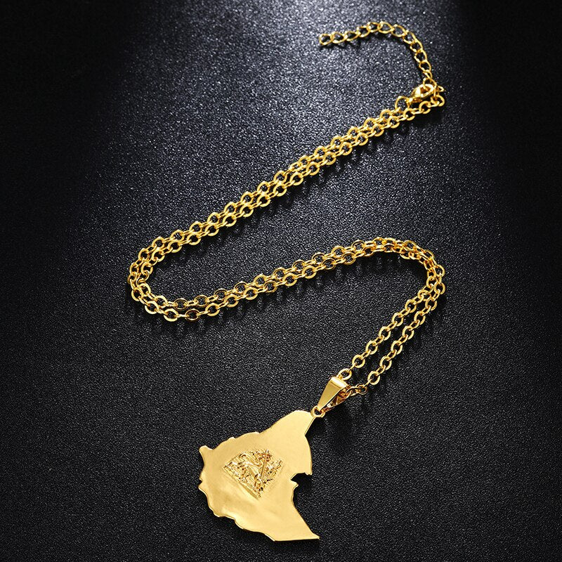 Unisex Ethiopian Map Necklace - Ethiopian Traditional Dress