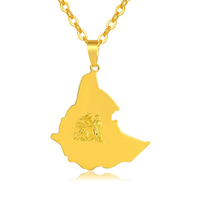 Unisex Ethiopian Map Necklace - Ethiopian Traditional Dress