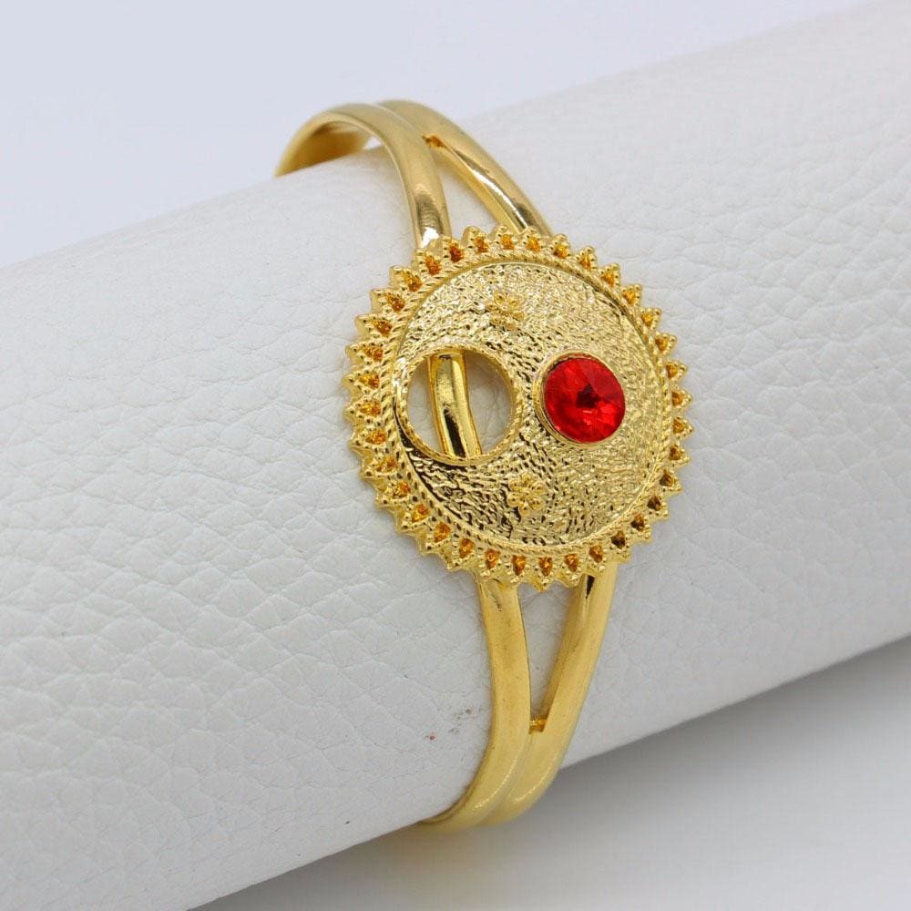RED Stone Dubai Bangles - Ethiopian Traditional Dress