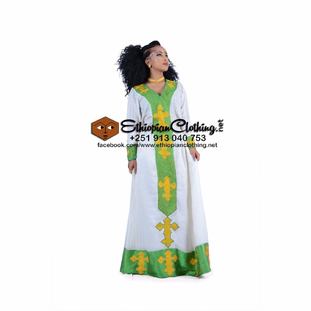 Taitu traditional habesha kemis - Ethiopian Traditional Dress